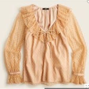 J.Crew Ruffleneck Top in Clipdot